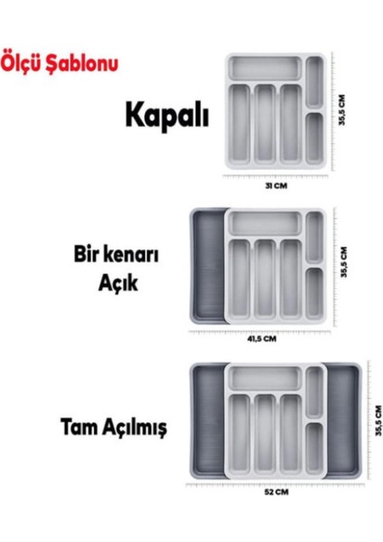 Luxury Baroness Çift Taraflı Uzayabilen Pratik Çekmece Içi Kaşıklık 1 Adet
