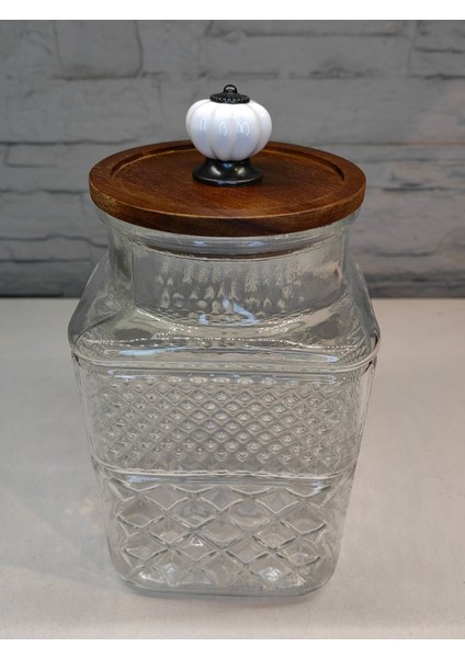 Luxury Akacıa Luxury Jar Wıth Lıd 2000ML Akasya Kapak Lüks Kavanoz 2000ML(12X12X24CM) 1 Adet