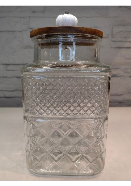Luxury Akacıa Luxury Jar Wıth Lıd 2000ML Akasya Kapak Lüks Kavanoz 2000ML(12X12X24CM) 1 Adet