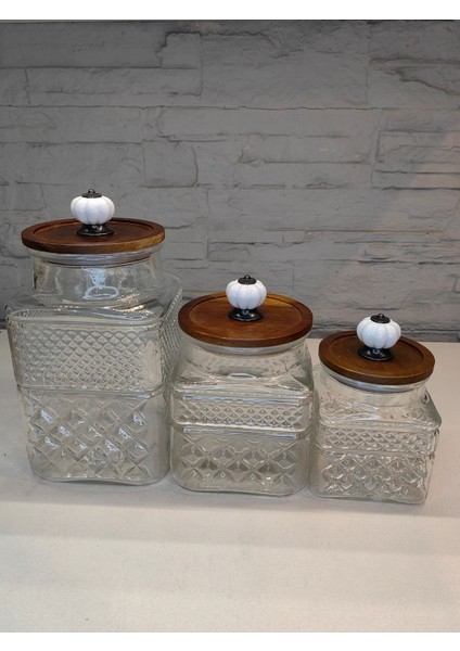 Luxury Akacıa Luxury Jar Wıth Lıd 2000ML Akasya Kapak Lüks Kavanoz 2000ML(12X12X24CM) 1 Adet