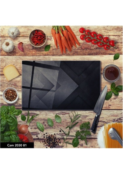Luxury Cam Kesme Tahtası | Baskılı Kesim Tablası | Temperli | 25 x 35 cm 1 Adet