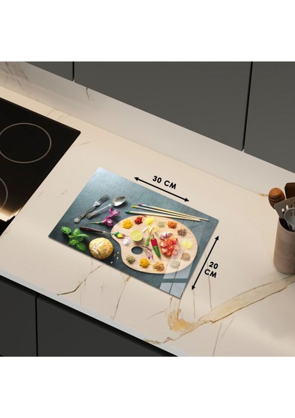 Luxury Cam Kesme Tahtası Palet Üzerinde Baharatlar 1 Adet modelleri