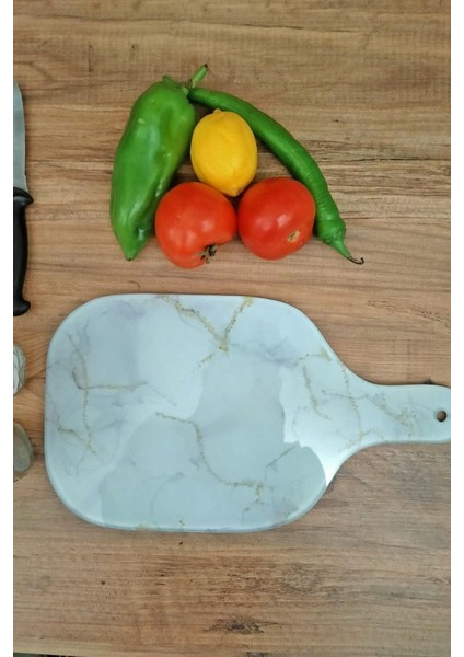 Luxury Askılı Cam Kesme Tahtası, Dekoratif Cam Kesme Tahtası, 20 cm x 35,5 Cm, ( 5 mm Cam Kalınlığı ) 1 Adet