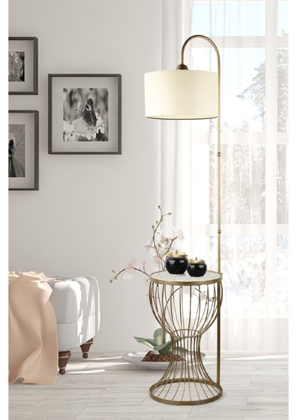 Aldora Sehpa Lambader Eskitme Mermer Ahşap Krem Şapka fiyatları