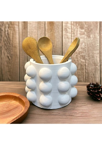 Luxury Küçük Bubble Kaşıklık Beyaz Beton 9 cm 1 Adet