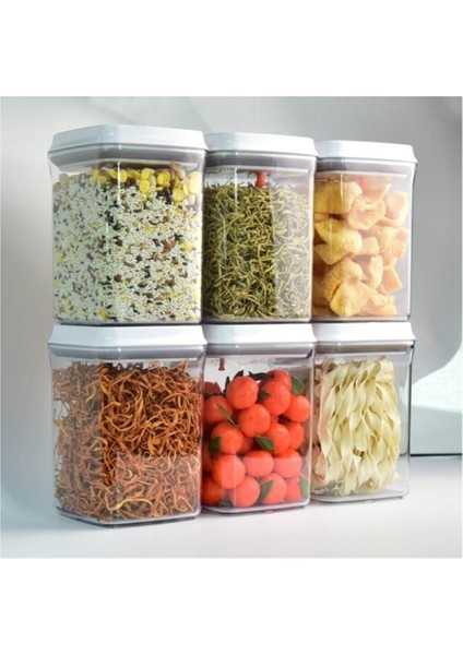 Luxury 12 Li Çok Kullanışlı Saklama Kabı 1200ML X12 Adet Beyaz (Özel Kapak) , Erzak Kabı 1 Adet