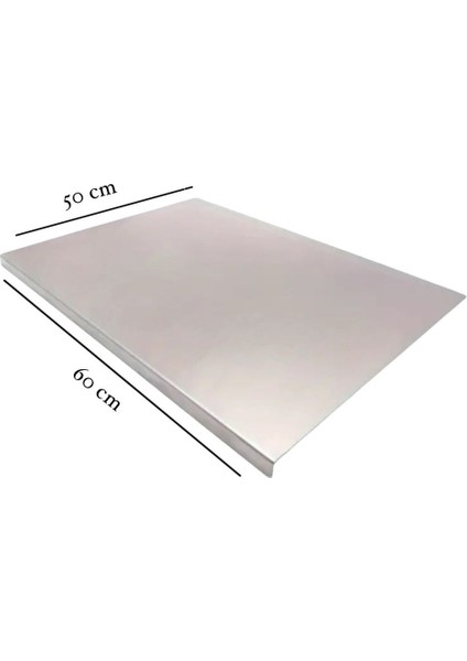 Luxury Paslanmaz Çelik 60 x 50 cm Metal Tezgah Koruyucu L Büküm Tek Taraf Büküm 1 Adet
