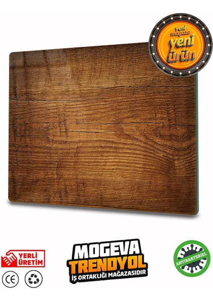 Luxury Antibakteriyel Cam Kesme ve Sunum Tablası | Eski Ahşap Görünümlü 20X30CM 1 Adet