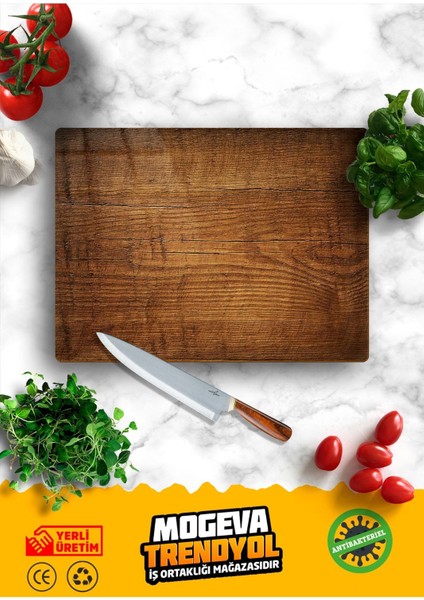 Luxury Antibakteriyel Cam Kesme ve Sunum Tablası | Eski Ahşap Görünümlü 20X30CM 1 Adet fırsatları