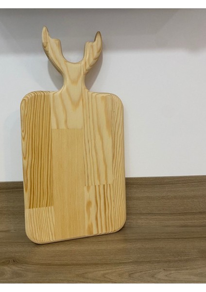 Luxury Lüx Geyikli Çam Ahşap Kesim Tahtası Dekoratif Sunumluk 38X17 1 Adet