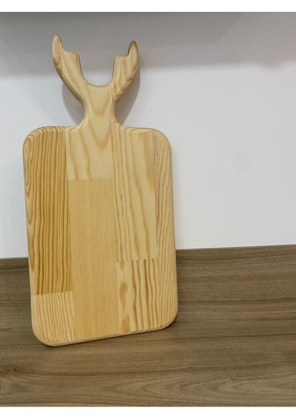 Luxury Lüx Geyikli Çam Ahşap Kesim Tahtası Dekoratif Sunumluk 38X17 1 Adet