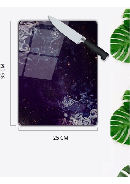 Luxury Siyah | Cam Kesme Tahtası | 25 x 35 cm 1 Adet