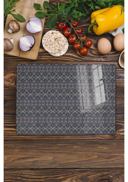 Luxury Vintage Cam Kesme Tahtası, Kalın ve Kırılmaz Cam, Doğrama Tahtası, Mutfak Sunum Tahtası - 21*30CM 1 Adet