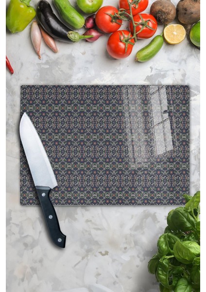 Luxury Vintage Cam Kesme Tahtası, Kalın ve Kırılmaz Cam, Doğrama Tahtası, Mutfak Sunum Tahtası - 21*30CM 1 Adet indirimleri