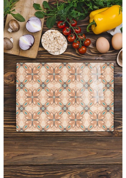 Luxury Vintage Cam Kesme Tahtası, Kalın ve Kırılmaz Cam, Doğrama Tahtası, Mutfak Sunum Tahtası - 21*30CM 1 Adet