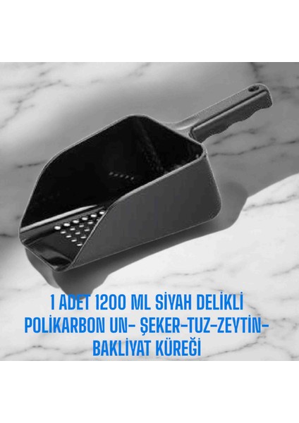 1 Adet 1200 ml , Delıklı , Kırılmaz , Çızilmez, Polikarbon Plastik Mutfak -Erzak -Turşu -Zeytin Küreğı