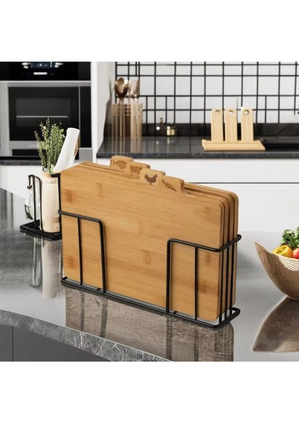 Luxury Bambu Standli Kesme Tahtasi 4lü Set 1 Adet