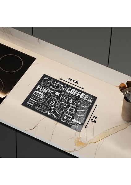 Luxury Cam Kesme Tahtası "coffee" Yazılı Tebeşir Çizim 1 Adet modelleri