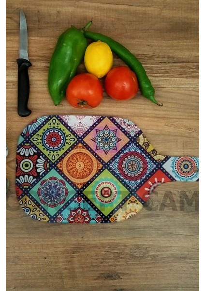 Luxury Askılı Cam Kesme Tahtası, Dekoratif Cam Kesme Tahtası, 20 cm x 35,5 Cm, ( 5 mm Cam Kalınlığı ) 1 Adet