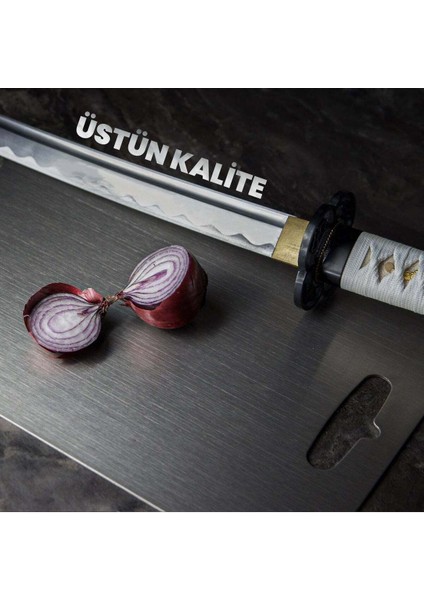 Luxury Paslanmaz Çelik Metal Kesme Tahtası, Antibakteriyel, 2 Farklı Ölçü Seçeneği 1 Adet