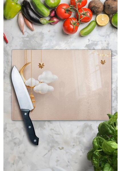 Luxury Cam Kesme Tahtası, Doğrama Tahtası, Ramazan Özel Desen, Kalın ve Temperli Kırılmaz Cam, 21*30CM 1 Adet fırsatları