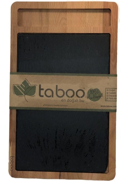 Luxury Taşlı Ahşap Kesme ve Sunum Tahtası Tab 8106 38,5 x 23 cm 18MM %100 Doğal 1 Adet