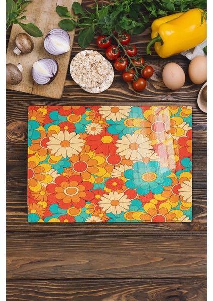 Luxury Vintage Cam Kesme Tahtası, Kalın ve Kırılmaz Cam, Doğrama Tahtası, Mutfak Sunum Tahtası - 21*30CM 1 Adet