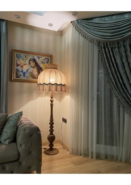 Ayışığı Abajur Vizon Rengi Şapka ve Ahşap Ayak modelleri