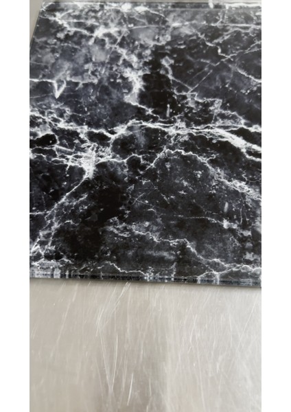 Luxury Kanallı Cam Kesme Tahtası - Cam Kesme Tablası 2 Kanallı | Siyah Mermer Desenli | 25CM x 35CM 1 Adet