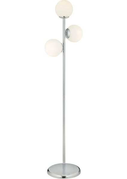 Zambak 3 Lü Krom Beyaz Camlı Modern Dekoratif Tasarım Metal Lambader fiyatları