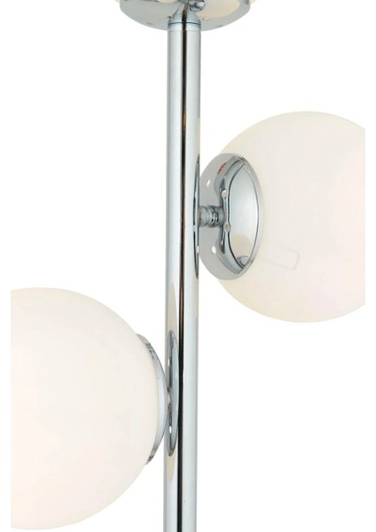 Zambak 3 Lü Krom Beyaz Camlı Modern Dekoratif Tasarım Metal Lambader fırsatları