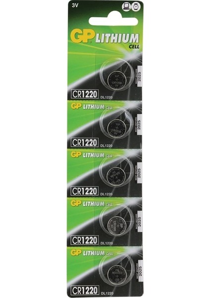 Gp CR1220 3 Volt Lityum Pil 5li Düğme Pil GPCR1220-C5 (4172)