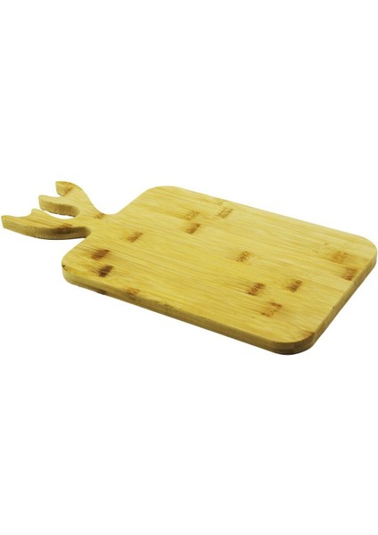 Luxury Dikdörtgen Ahşap Bambu Kesim Panosu Geyik Boynuz Figür Saplı 20X27.5CM (5064) 1 Adet