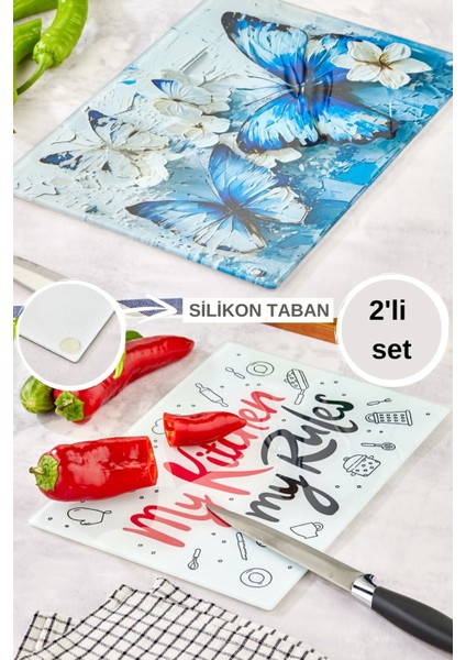 Luxury 2'li Temperli Cam Kesim Tahtası 25*35 – Çizilmez, Isıya Dayanıklı, Kırılmaz, Kaymaz 1 Adet