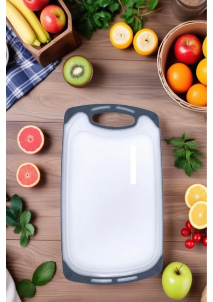 Luxury 1 Adet Plastik, Kaydırmaz, Kesme Panosu/ Kesme Tahtası Gri&beyaz 40X24 1 Adet