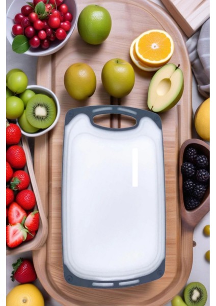 Luxury 1 Adet Plastik, Kaydırmaz, Kesme Panosu/ Kesme Tahtası Gri&beyaz 40X24 1 Adet modelleri