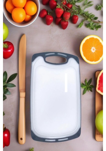 Luxury 1 Adet Plastik, Kaydırmaz, Kesme Panosu/ Kesme Tahtası Gri&beyaz 40X24 1 Adet fırsatları