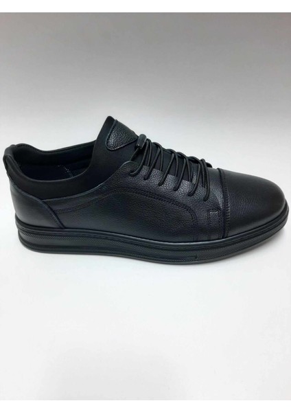 Hakiki Deri Günlük Siyah Renk Hafif Taban Yazlık Bağcıksız Erkek Ayakkabı C-855254196HSA