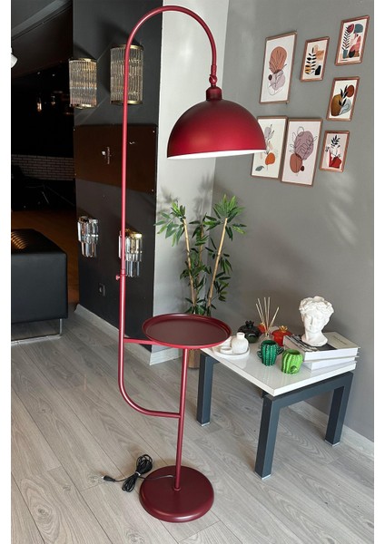 Vişne Çürüğü Lambader Hareketli Başlık Sehpalı Modern Dekoratif Metal Oturma Odası Çalışma Odası