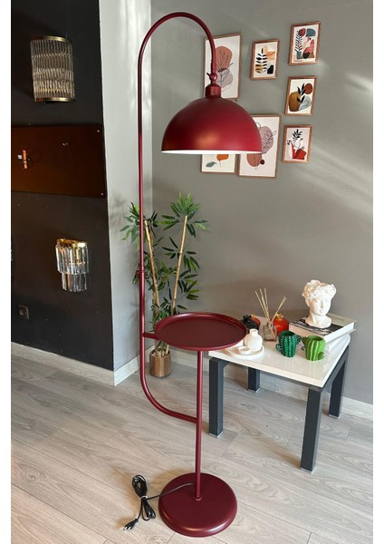 Vişne Çürüğü Lambader Hareketli Başlık Sehpalı Modern Dekoratif Metal Oturma Odası Çalışma Odası