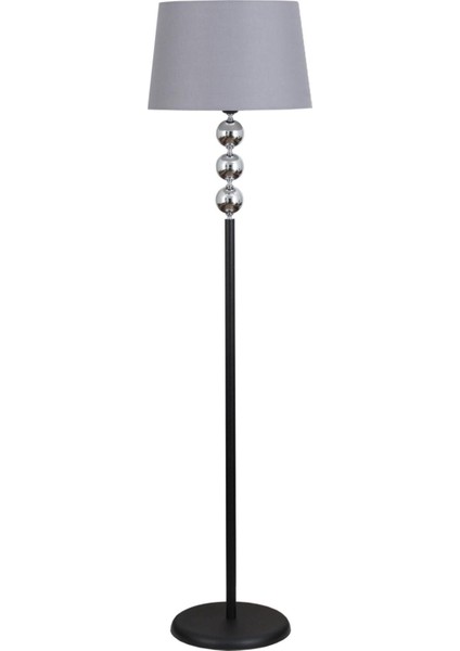 Silva Siyah Krom Metal Lambader Gri Konik Şapka Modern , Yatak Odası, Salon Lambader