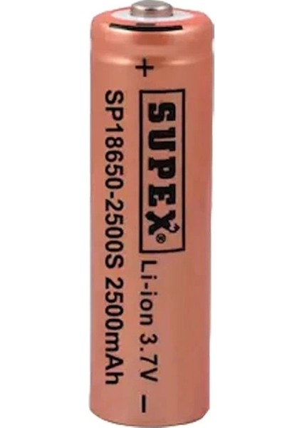 Supex 18650-2500S 3.7V 2500 Mah Başlı Lı-Ion Pil (4172)