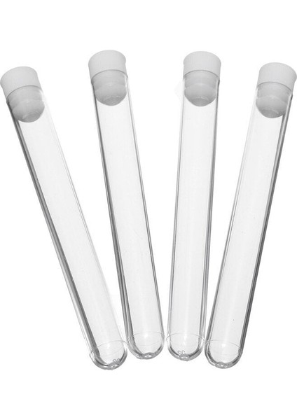 Plastik Deney Tüpü 16X100 mm Dibi Yuvarlak Şeffaf / Kapaklı 25 Adet