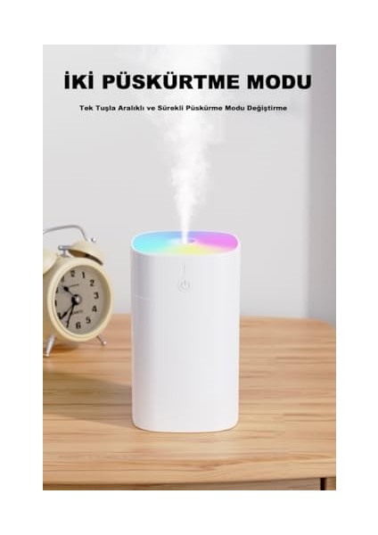 Temizleyici (Beyaz) Nemlendirici Hava Nemlendirici Oda Difüzörü H2O ve Aroma Buhar Makinesi Buharlı Nemlendirici Hava Nemlendirici Nemlendirici Işıklı Nemlendirici Ortam Ultrasonik Hava 400 ml Yeni
