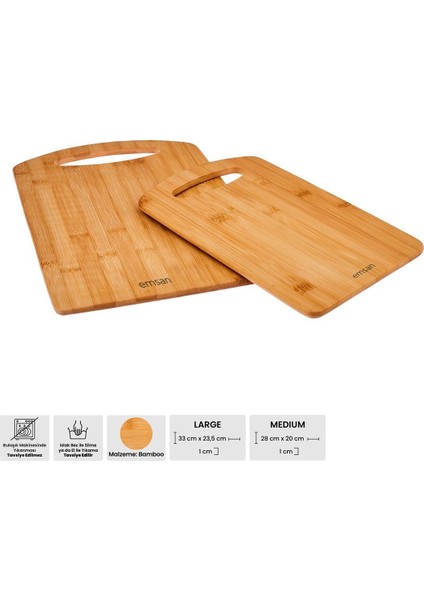 Luxury Bambu Moody 2'li Kesme Tahtası 1 Adet