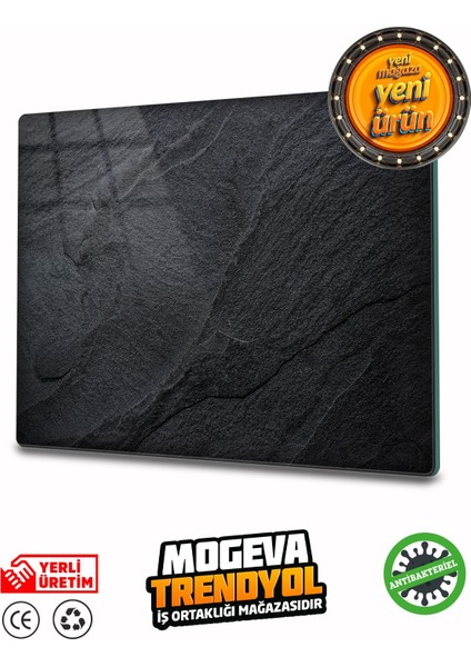 Luxury Antibakteriyel Cam Kesme ve Sunum Tablası | Siyah Kaya Görünümlü | 20CM x 30CM 1 Adet fiyatları