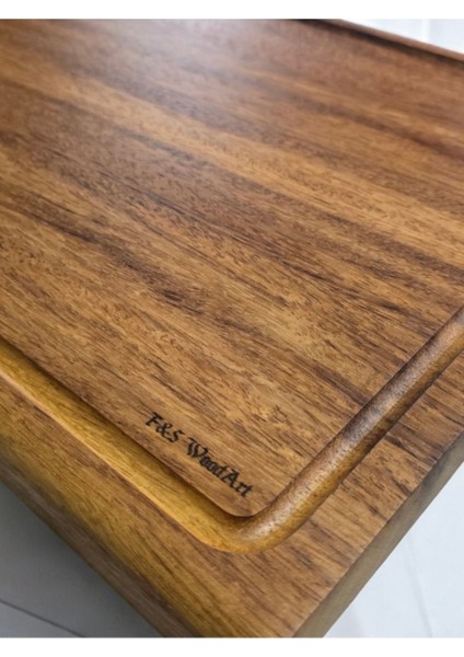 Luxury Masif Et Tahtası Steak Board - Oluklu Doğrama Tahtası Büyük Boy 40 x 27,5 cm Tek Parça - Yekpare 1 Adet