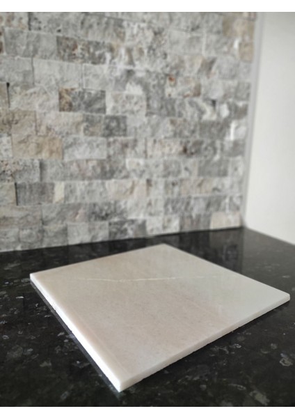 Luxury Doğal Mermer Kare Kesme Tablası & Sunum Tabağı 30×30 cm 1 Adet