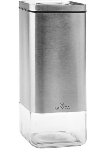 Luxury Avangart Inox Vakumlu Cam Kavanoz Saklama Kabı - L 1 Adet