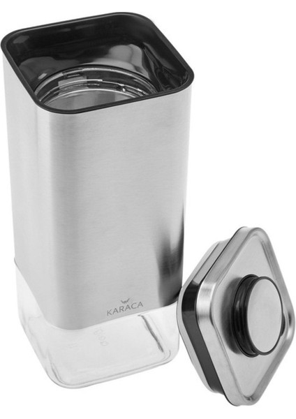 Luxury Avangart Inox Vakumlu Cam Kavanoz Saklama Kabı - L 1 Adet